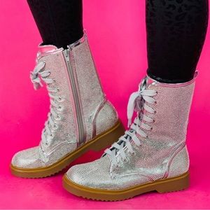 BRAND NEW RHINESTONE COMBAT BOOTS